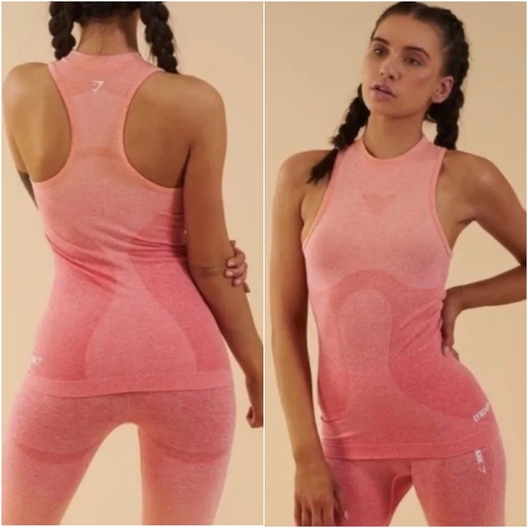 Gymshark Seamless Ombre Tank Top in Peach/Coral - Picture 2 of 8
